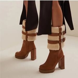Christian Louboutin Brodeback Shearling Brown Leather Heeled Ankle Boots EU 40